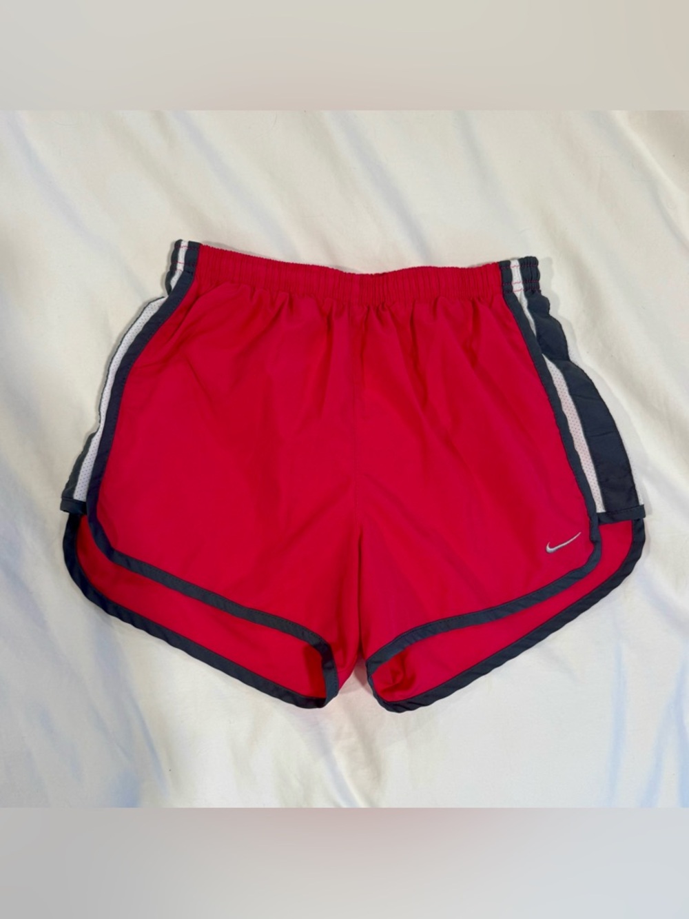 Nike Women's Pink/Red Athletic Running Shorts with Charcoal Trim